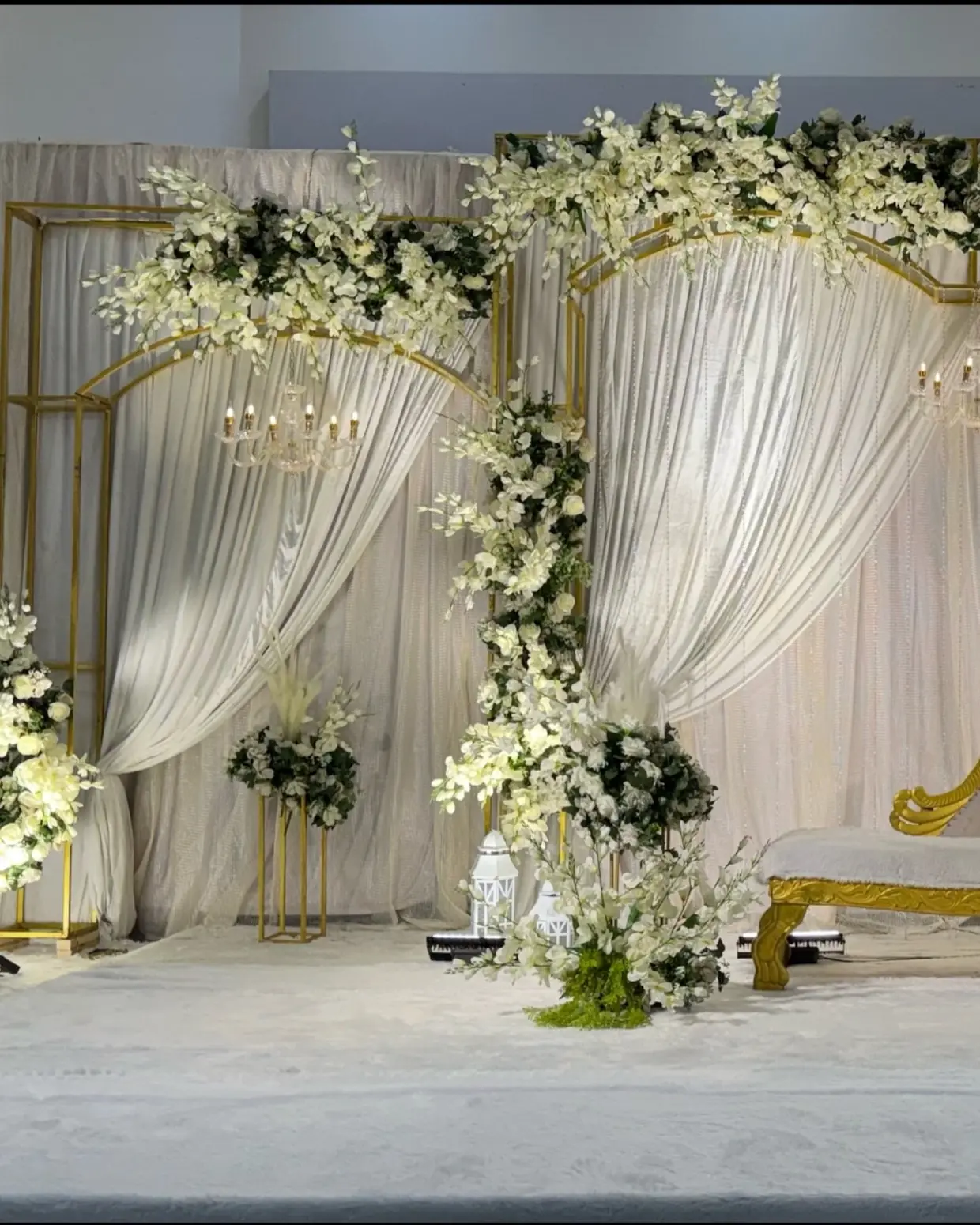 White floral wedding installation